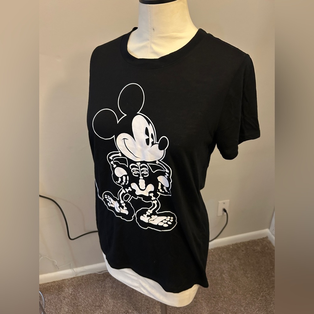 Disney Mickey Mouse Skeleton Graphic Tee | Black | Size M